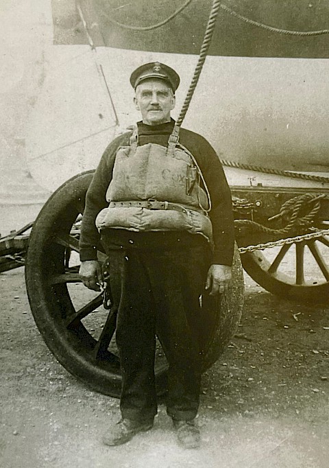 Edward Toms wearing a life jacket
