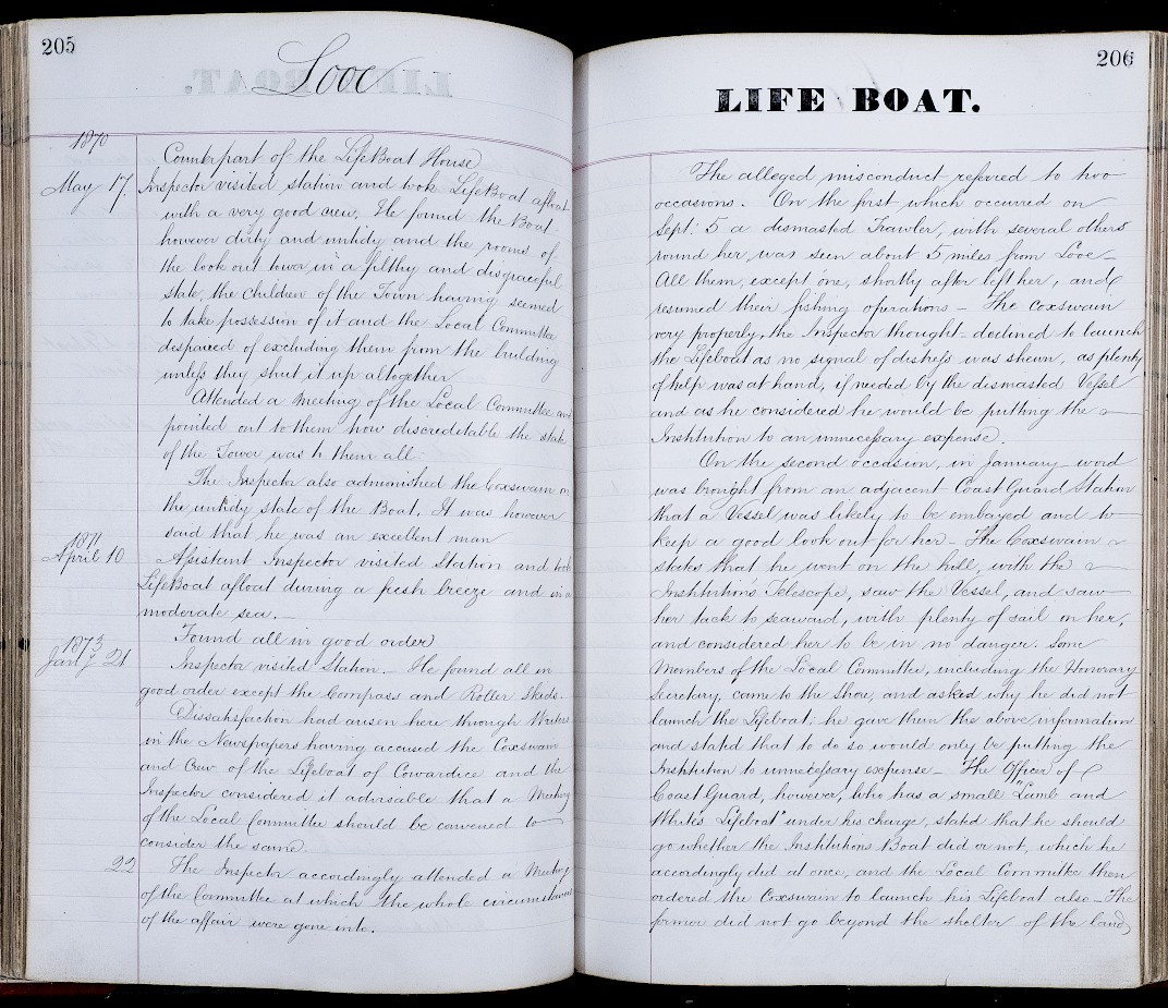 Page from the inspectors' log