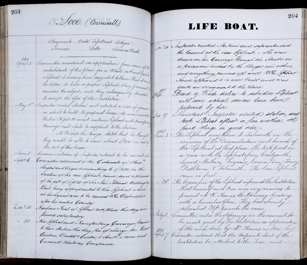 Page from the inspectors' log