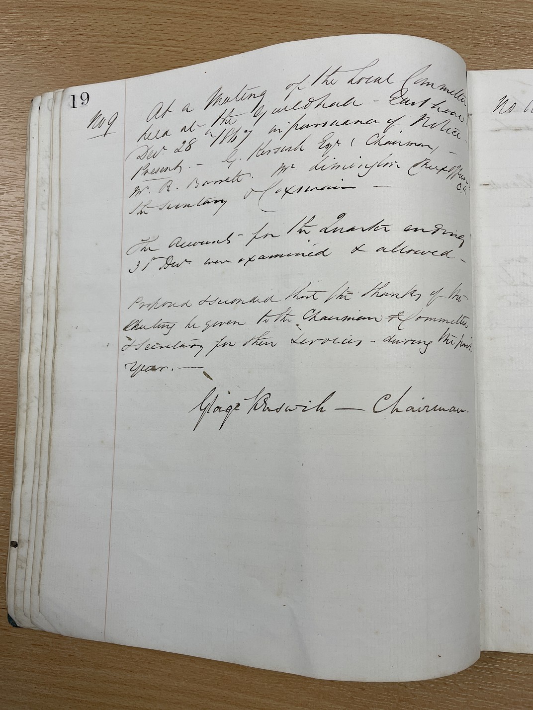 Minutes of the meeting