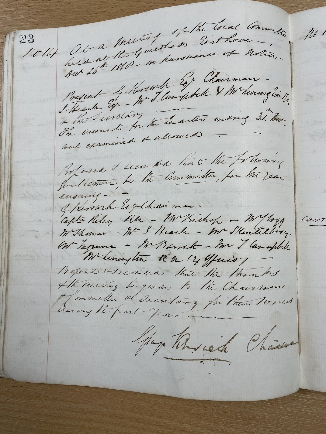 Minutes of the meeting