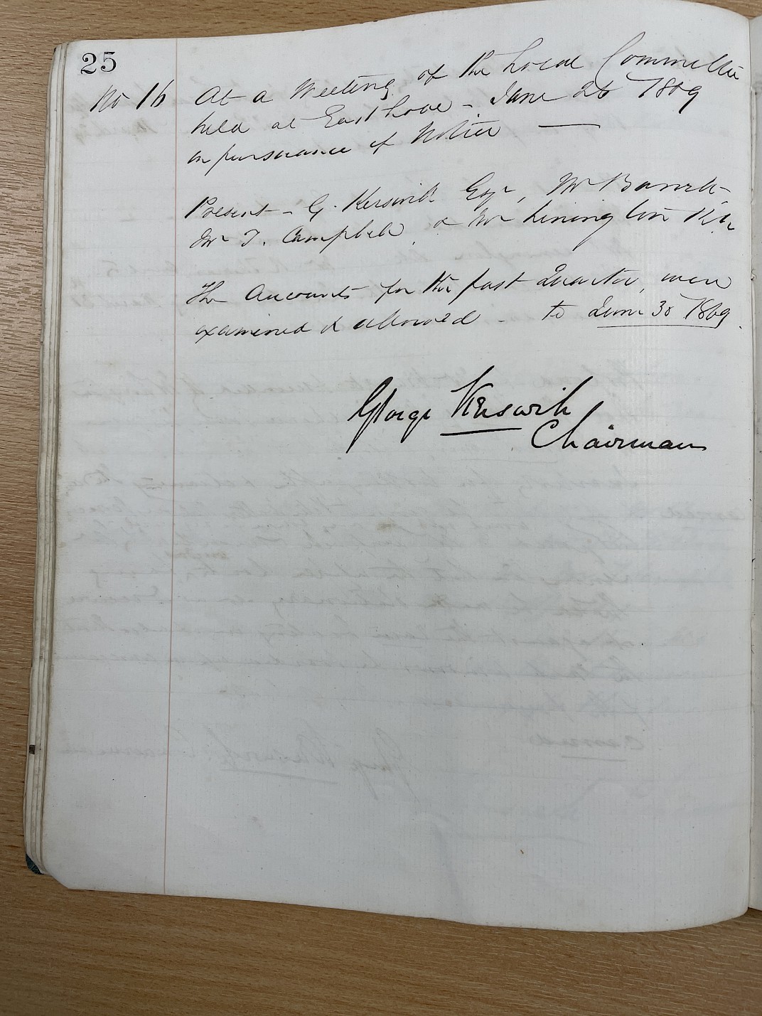 Minutes of the meeting