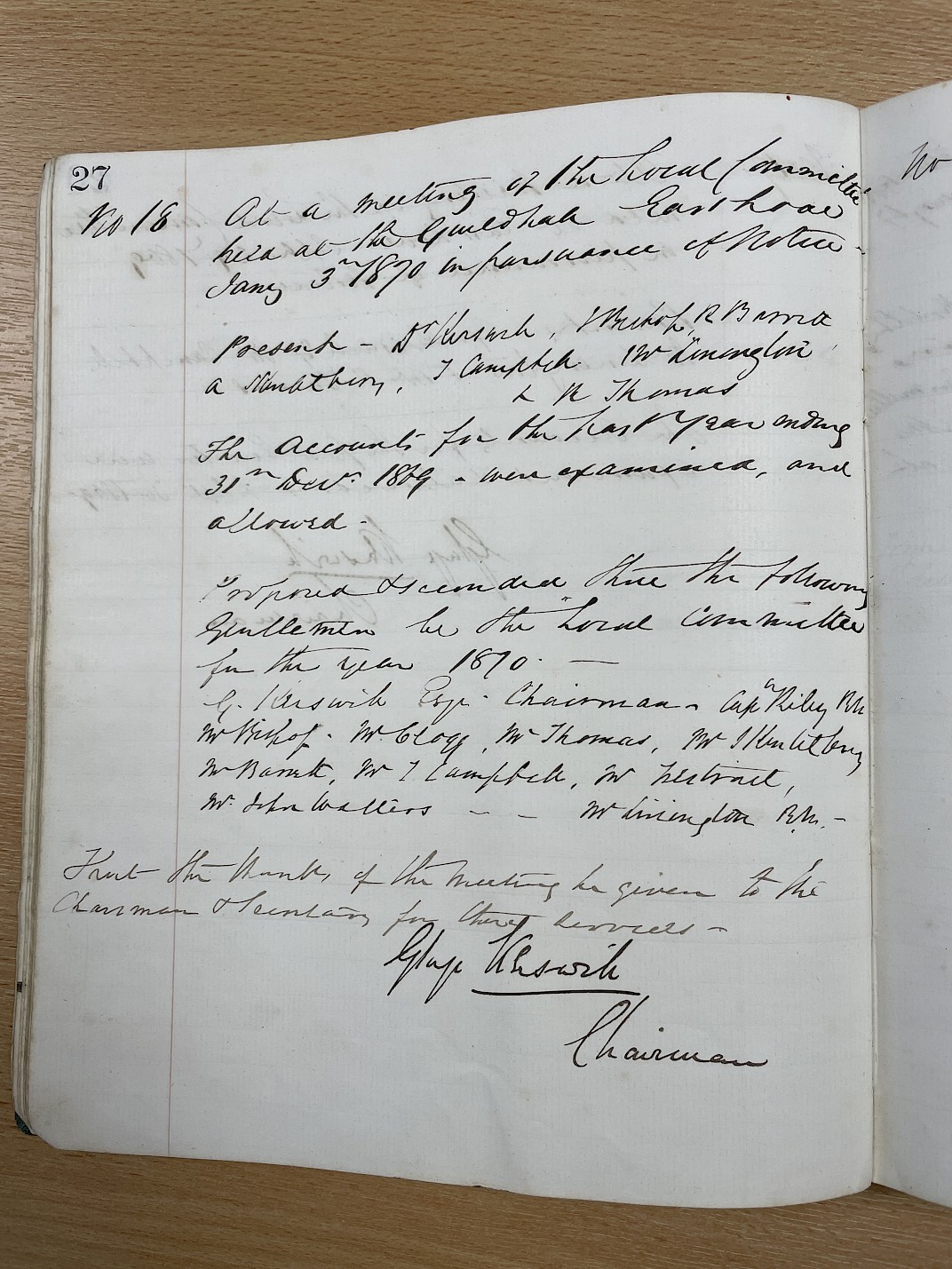 Minutes of the meeting