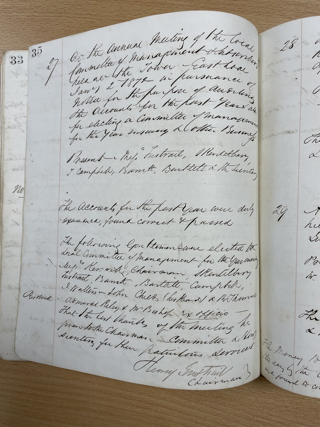 Minutes of the meeting