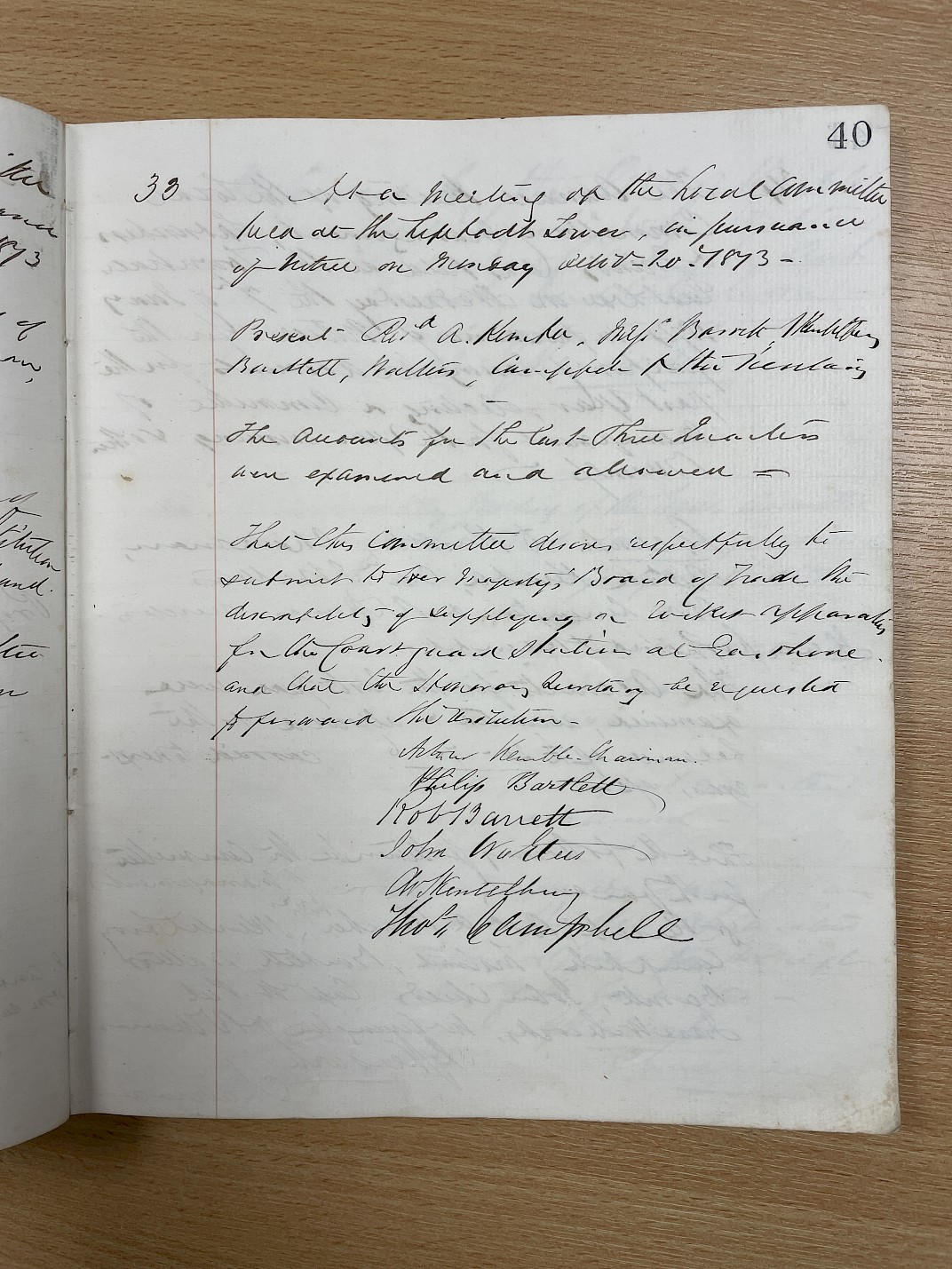 Minutes of the meeting