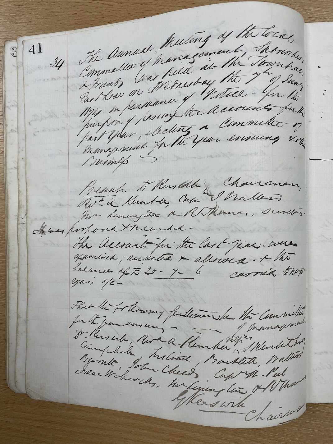 Minutes of the meeting