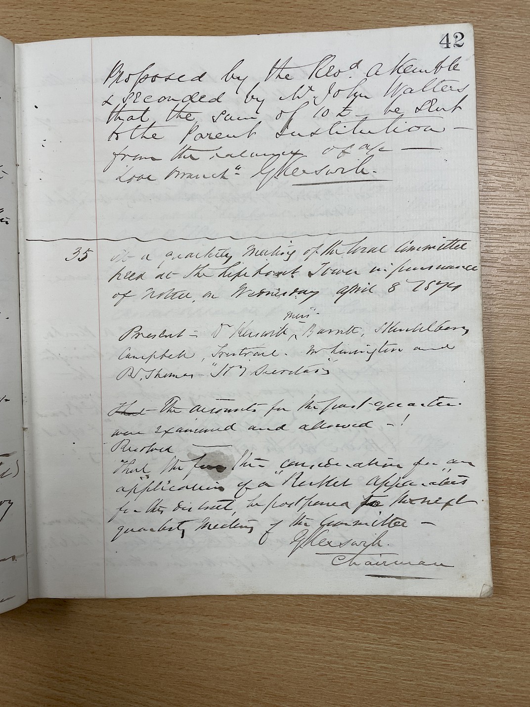 Minutes of the meeting