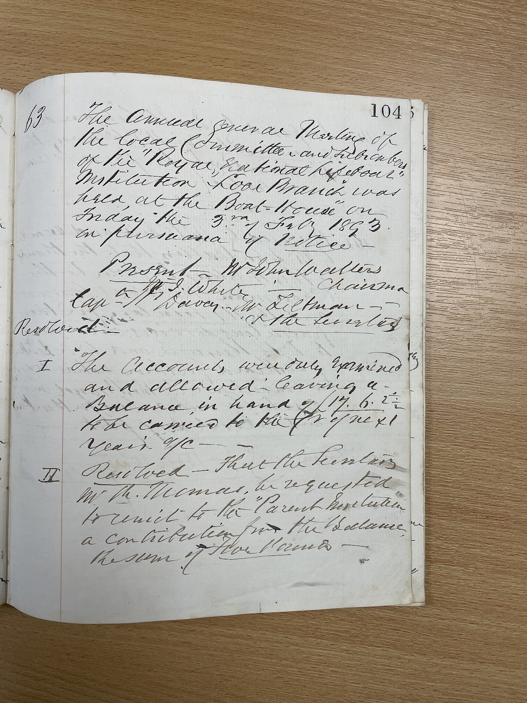 Minutes of the meeting