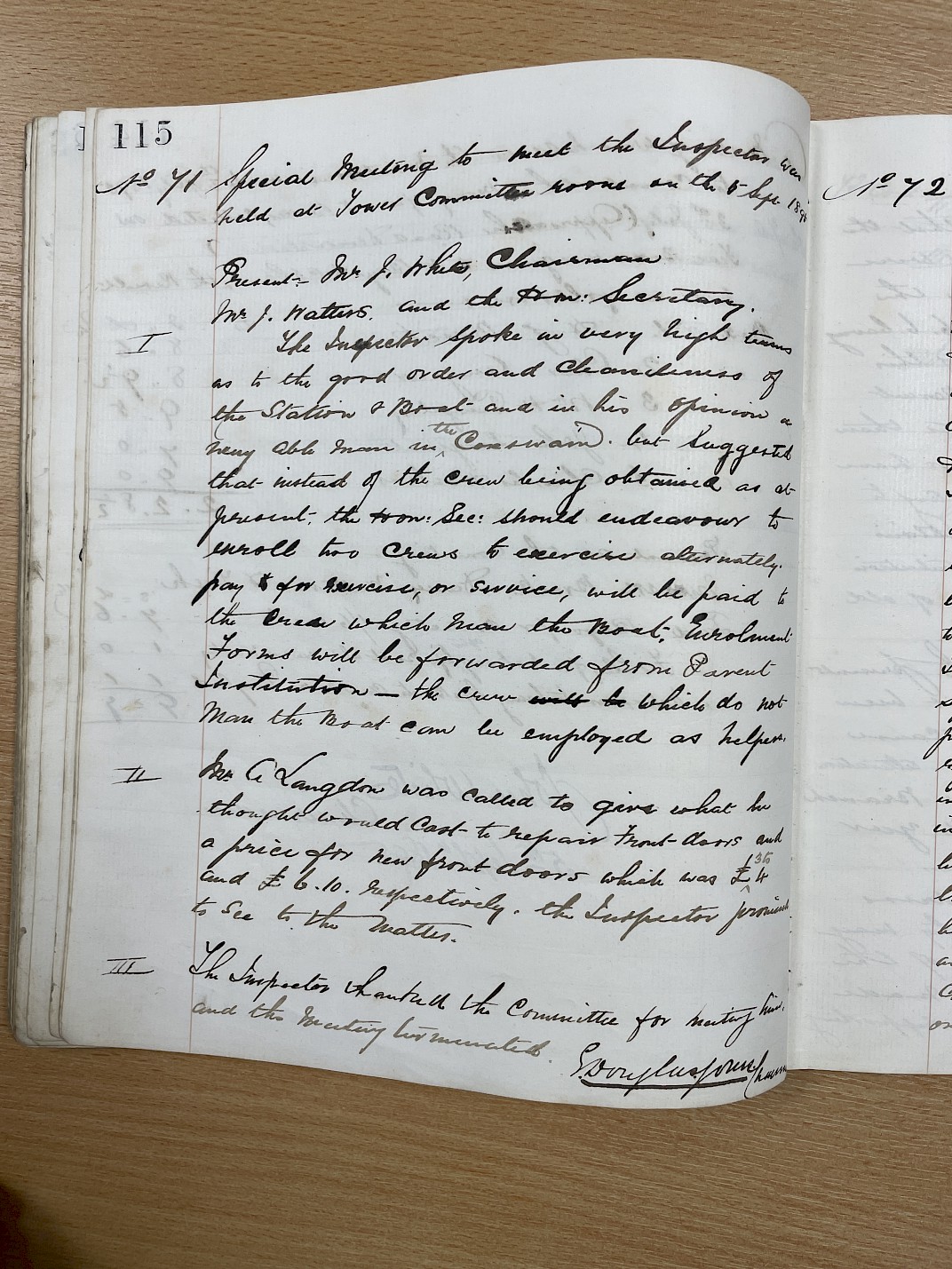 Minutes of the meeting