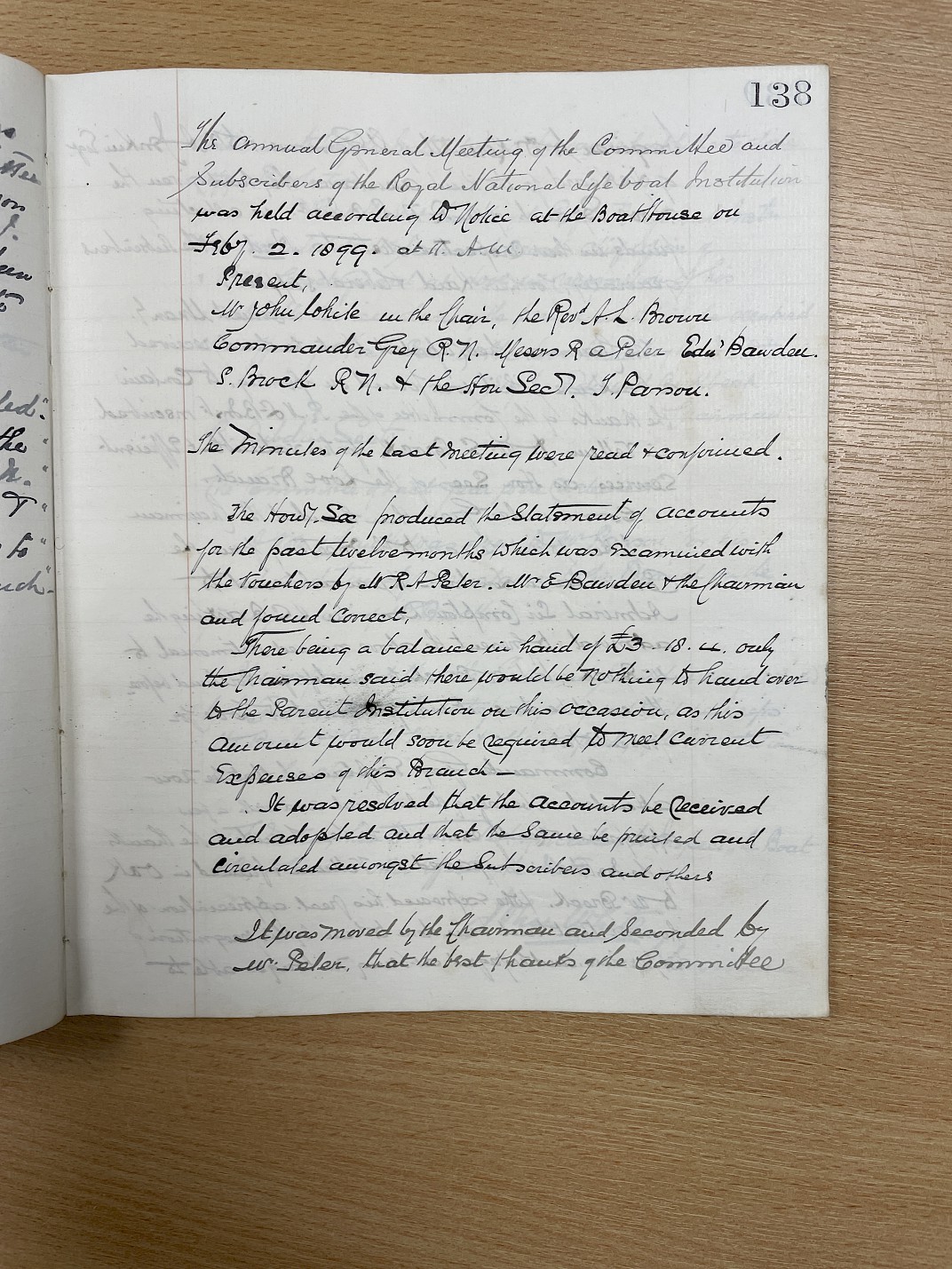 Minutes of the meeting
