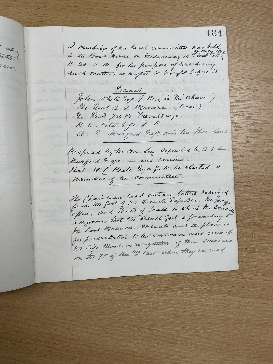 Minutes of the meeting